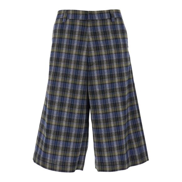 Erl Men Grey Shorts With Check Motif In Cotton Blend Man